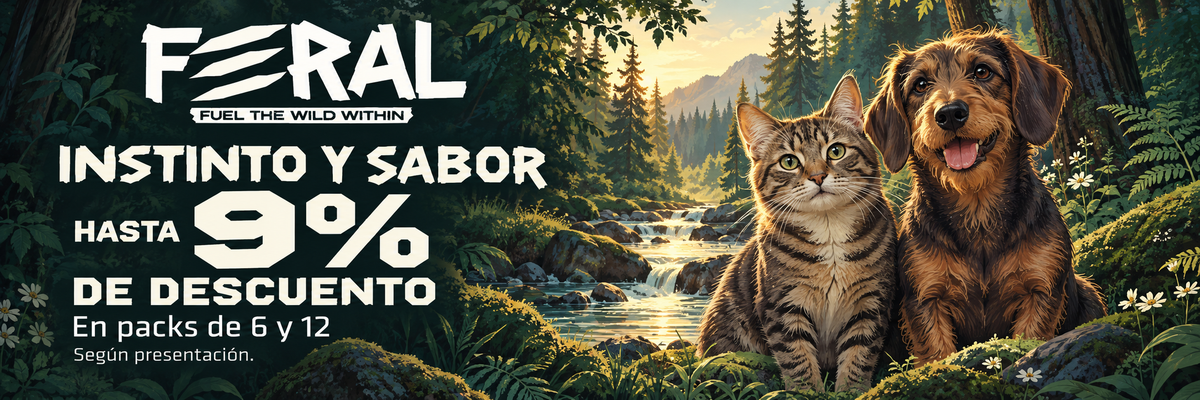 Feral: instinto y sabor. Hasta 9% de descuento en packs de 6 y 12, según presentación.