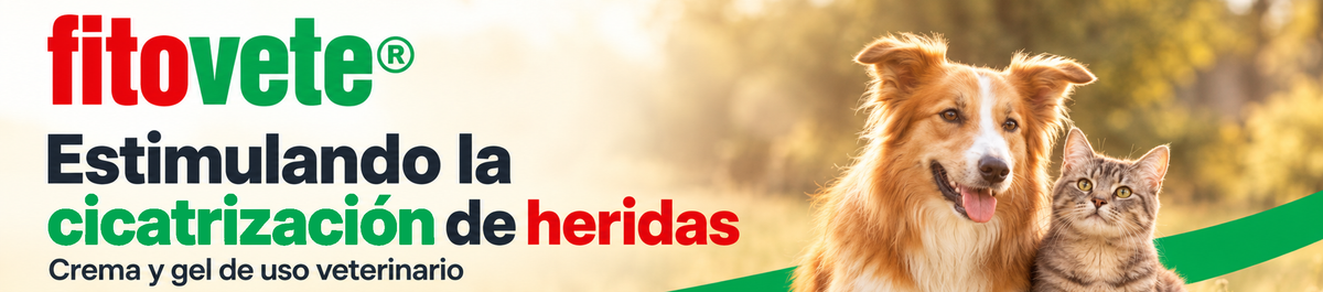 Fitovete. Estimulando la cicatrización de heridas. Crema y gel de uso veterinario para perros y gatos.