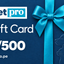 Gift Card Pet Pro de S/500, azul con lazo celeste y siluetas de perro y gato