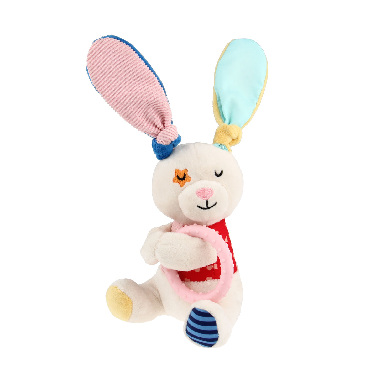GiGwi Plush Friendz | Juguete conejo de felpa con sonido y aro de TPR para perros — vista oficial adicional 1
