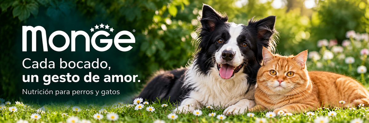 Monge. Cada bocado, un gesto de amor. Nutrición para perros y gatos.