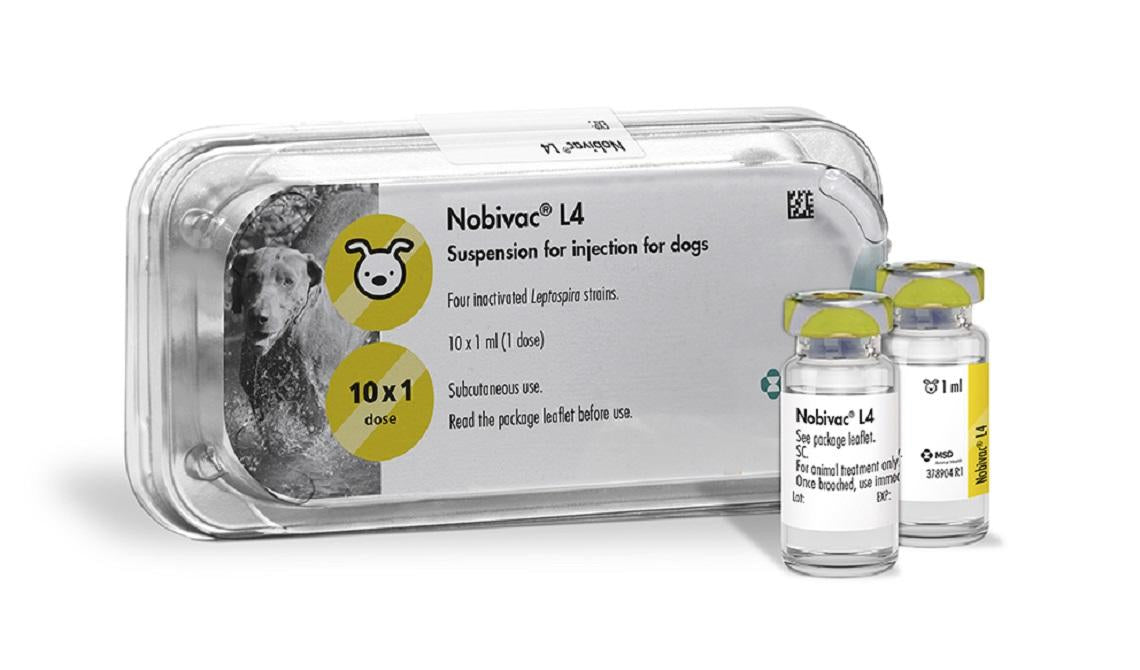 MSD Nobivac L4 — viales de 1 mL (una dosis); imagen oficial del fabricante