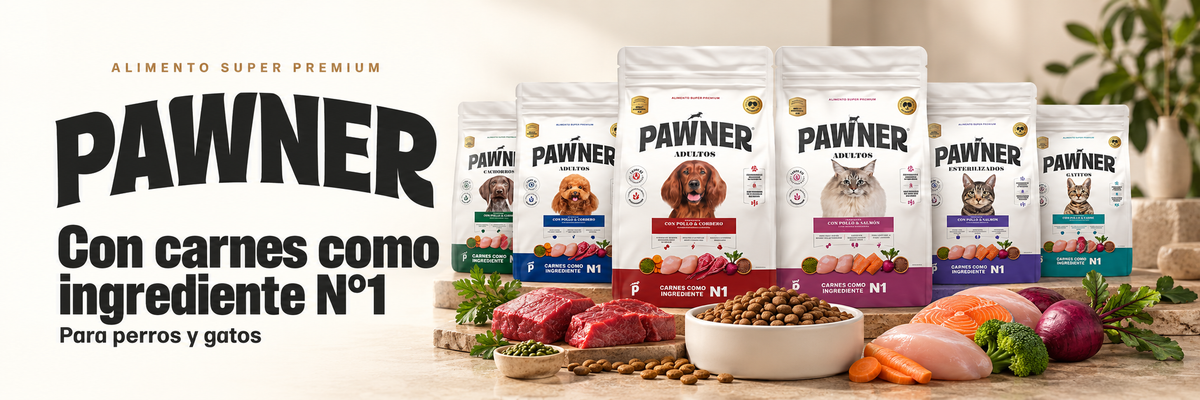 Pawner. Con carnes como ingrediente N°1. Alimento super premium para perros y gatos.