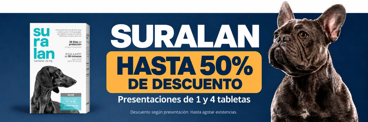 Suralan: hasta 50% de descuento, según presentación. Presentaciones de 1 y 4 tabletas. Hasta agotar existencias.