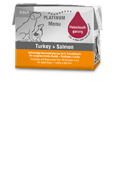 Platinum | Alimento húmedo para perros adultos Menu Adult Turkey & Salmon, pavo y salmón