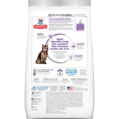 Hill's Science Diet | Alimento seco para gatos adultos Adult Sensitive Stomach & Skin. Receta de pollo