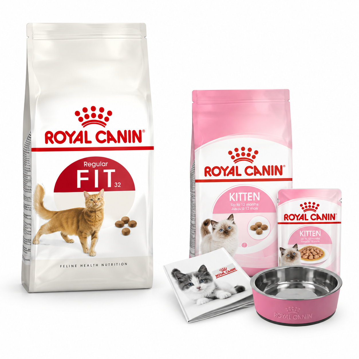 Royal Canin Pack Fit 32 2 kg + Pack Kitten 400 g de regalo — imagen referencial generada a partir del afiche del proveedor.