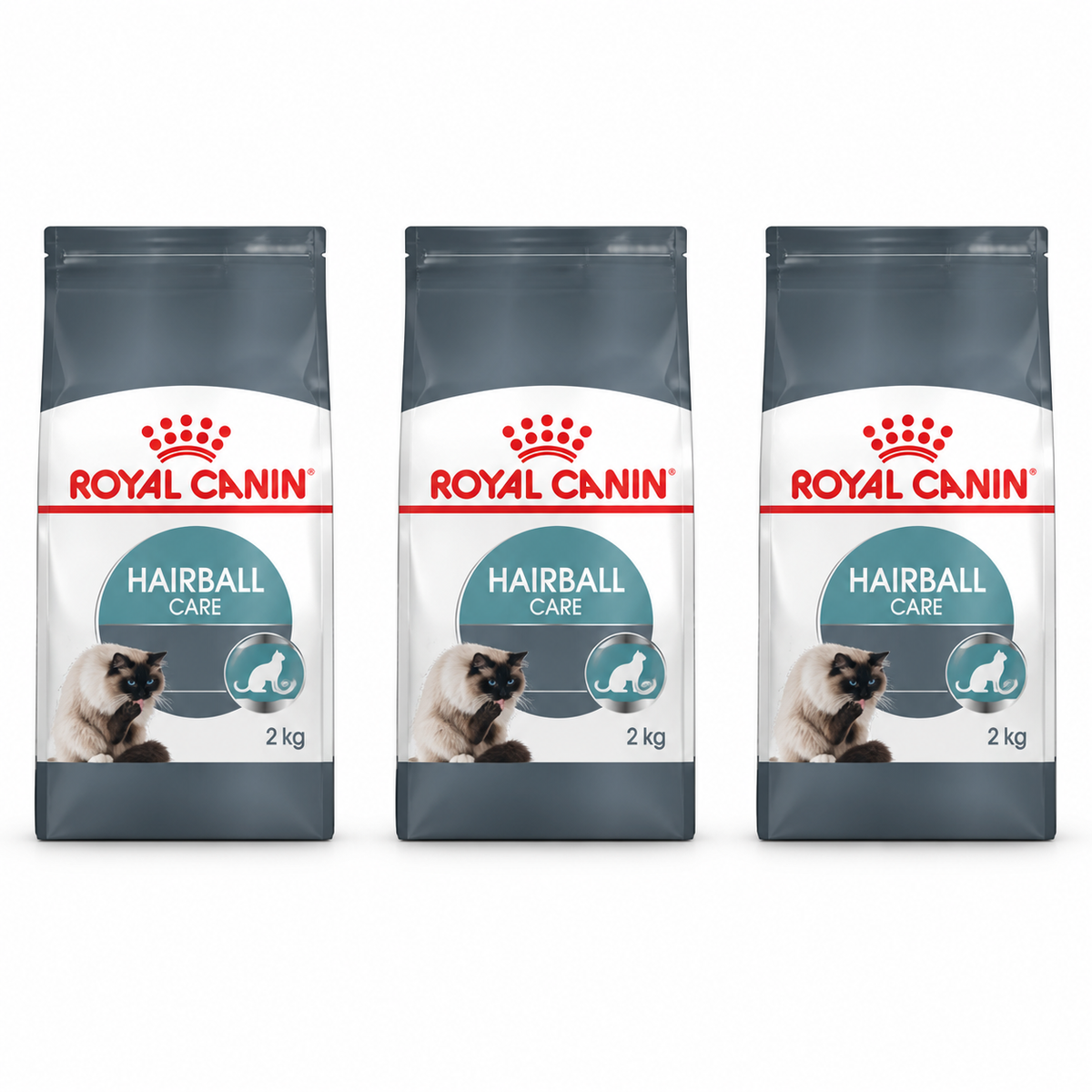 Royal Canin Pack Hairball Care 3 bolsas de 2 kg (1 + 2 de regalo) — imagen referencial generada a partir del afiche del proveedor.