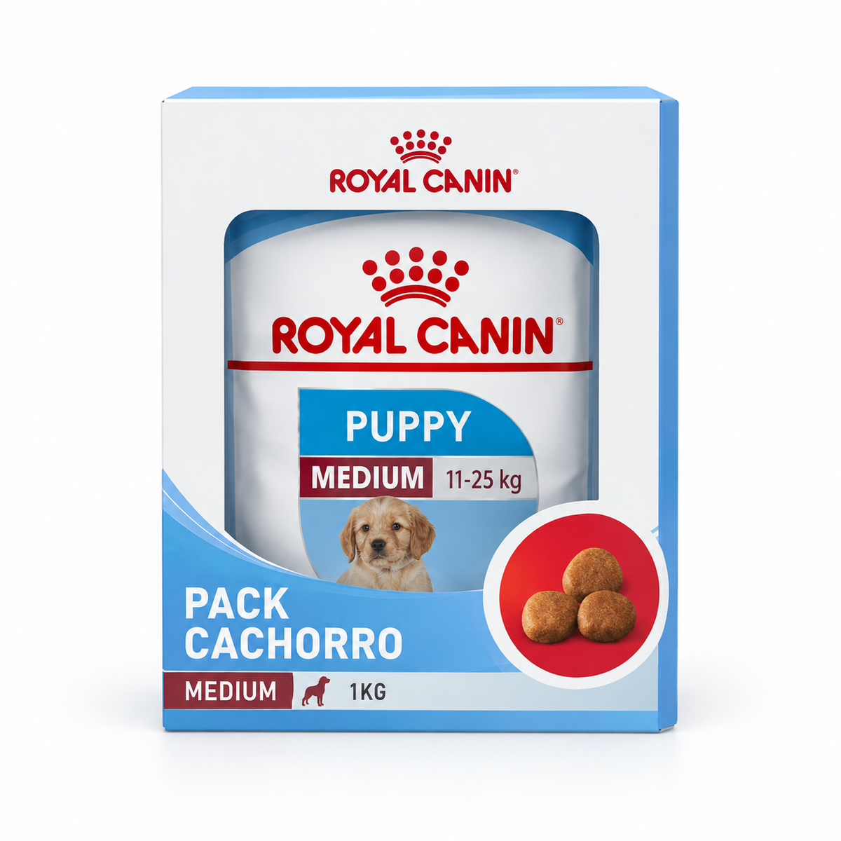 Royal Canin Pack de inicio Medium Puppy 1 kg para cachorros — imagen referencial generada a partir del afiche del proveedor.