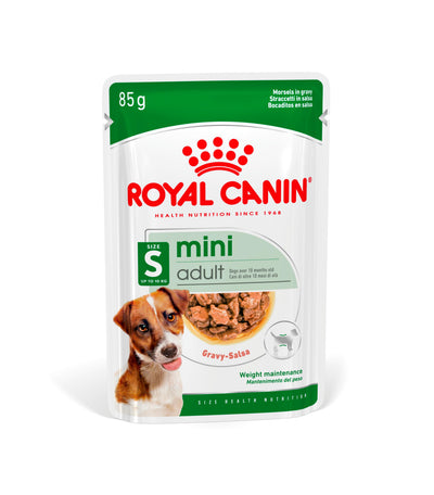 Royal Canin Mini Adult en salsa · envase frontal