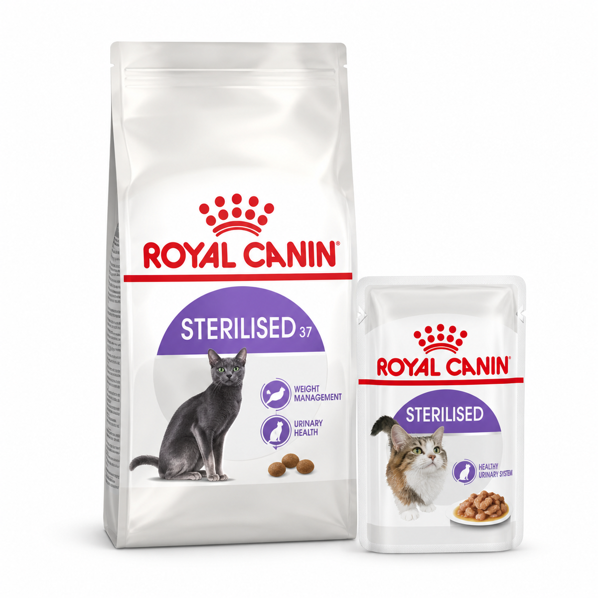 Royal Canin Sterilised 37 2 kg con pouch — imagen referencial generada a partir del afiche