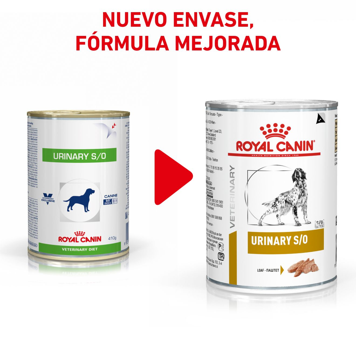 Royal Canin Urinary S/O lata para perros · nuevo envase y fórmula