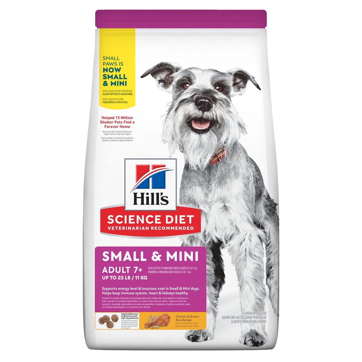 Hill's Science Diet | Alimento seco para perros maduros Adult 7+ Small & Mini. Receta de pollo, cebada y arroz integral.