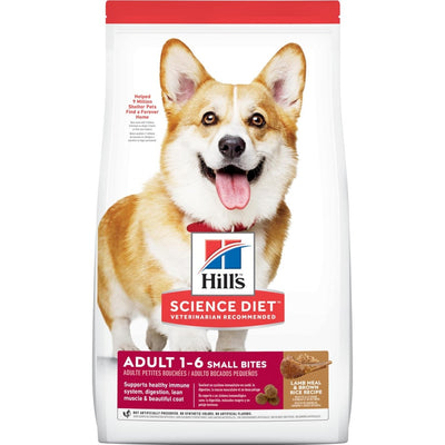 Hill's Science Diet | Alimento seco para perros adultos Small Bites. Receta de cordero y arroz marrón.