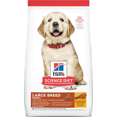 Hill's Science Diet | Alimento seco para perros cachorros de razas grandes Puppy Large Breed. Receta de pollo y avena.