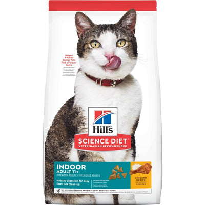 Hill's Science Diet | Alimento seco para gatos sénior Indoor Adult 11+. Receta de pollo