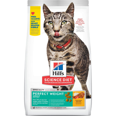 Hill's Science Diet | Alimento seco para gatos adultos Adult Perfect Weight. Receta de pollo