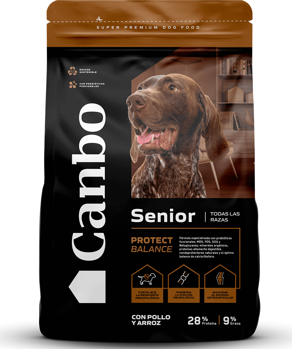 Canbo Senior todas las razas con pollo y arroz – empaque frontal