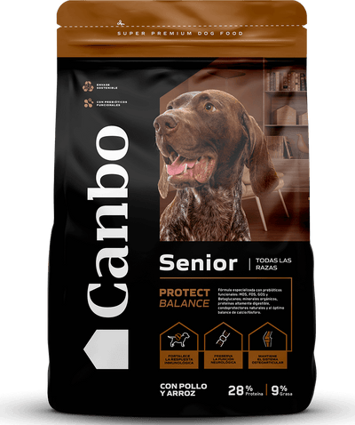 Canbo Senior todas las razas con pollo y arroz – empaque frontal