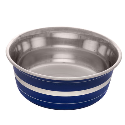 Dogit comedero de acero antideslizante azul a rayas