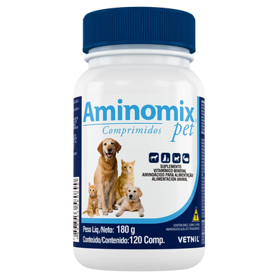 Vetnil Aminomix Pet Comprimidos · envase frontal (frasco de 120 comprimidos)