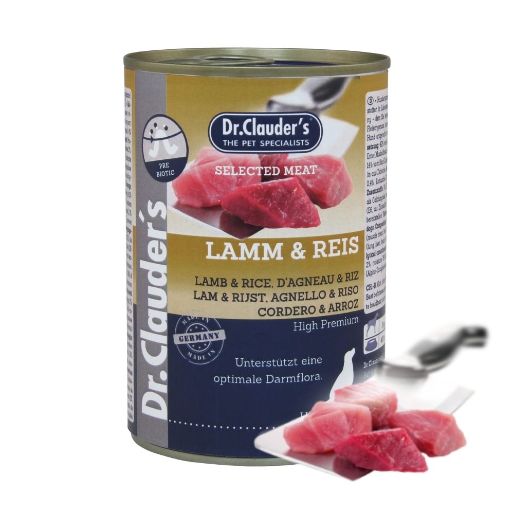 Dr.Clauder’s | Selected Meat, cordero y arroz para perros — Lata de 400 g