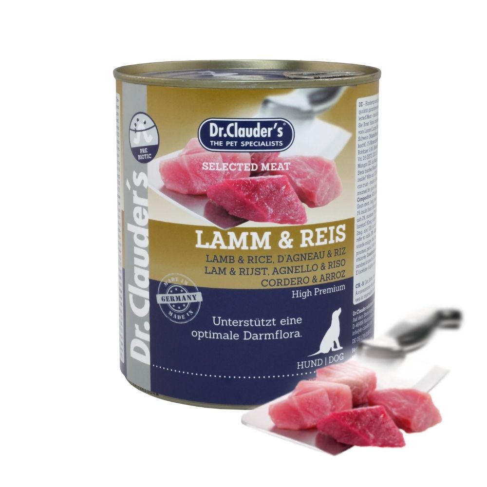 Dr.Clauder’s | Selected Meat, cordero y arroz para perros — Lata de 800 g