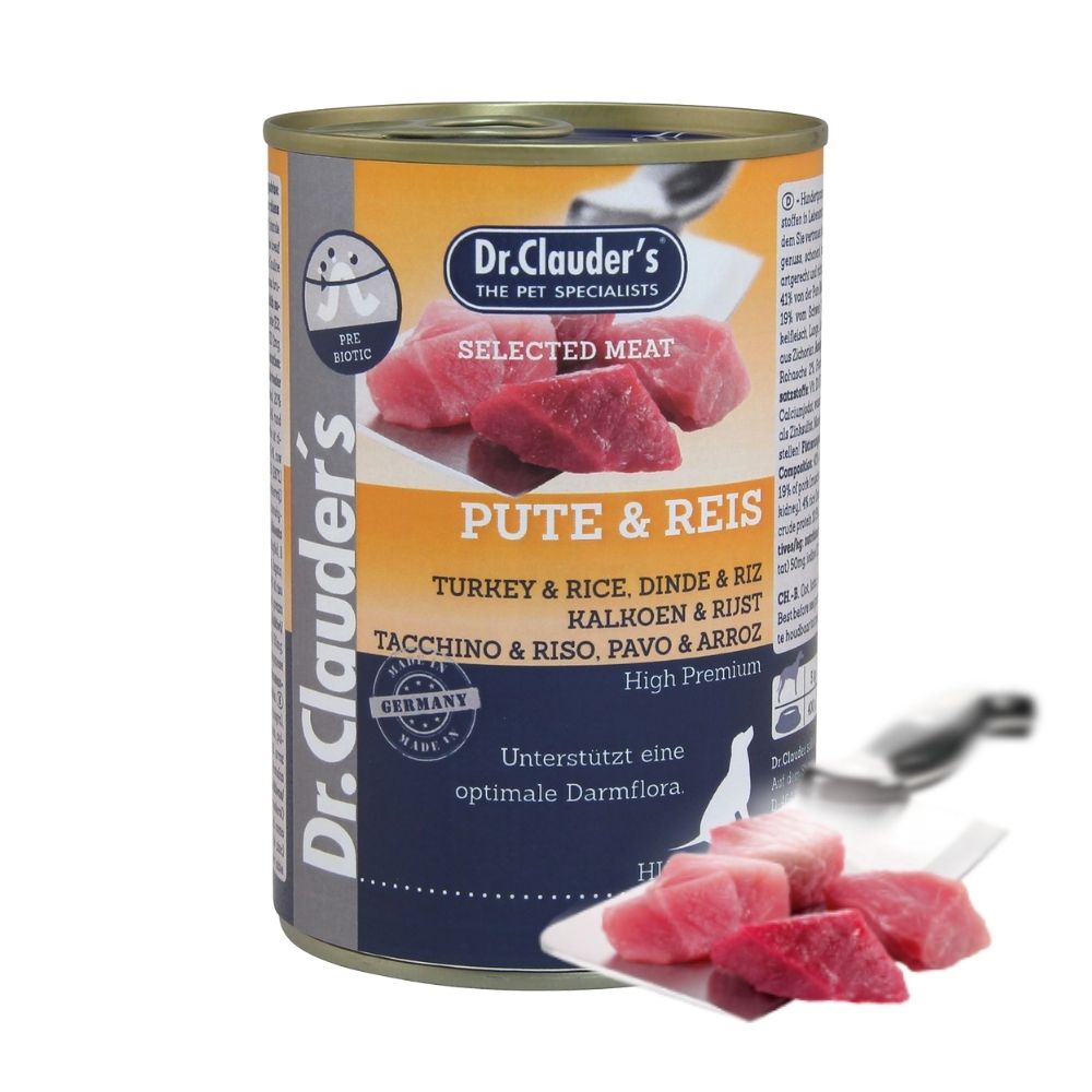 Dr.Clauder’s | Selected Meat, pavo y arroz para perros — Lata de 400 g