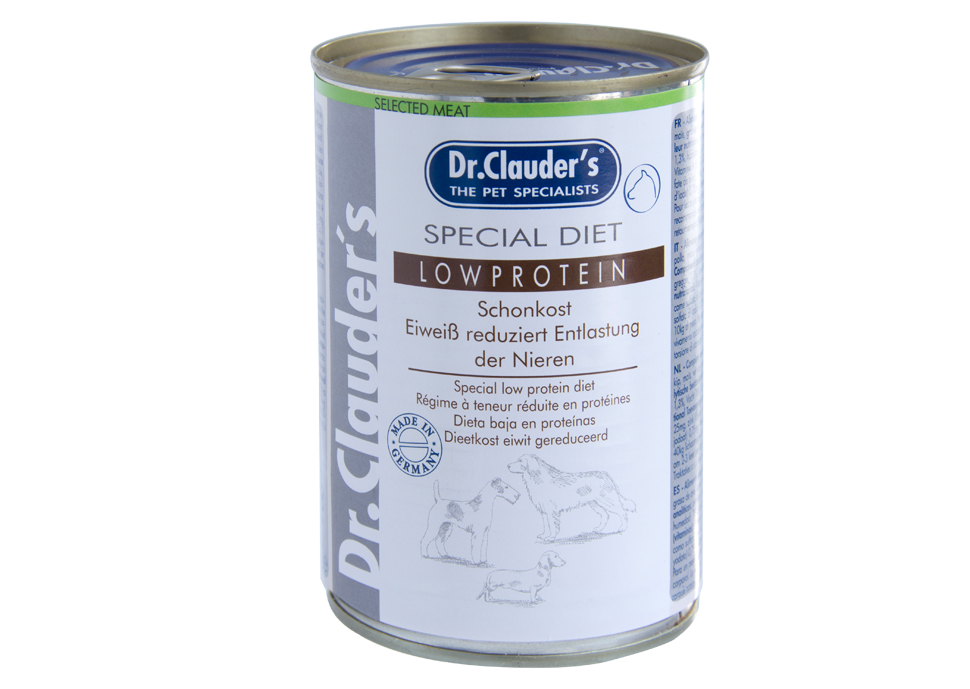 Dr.Clauder’s | Selected Meat Low Protein, bajo en proteínas para perros — Lata de 400 g