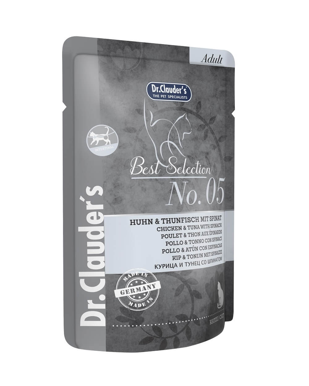 Dr.Clauder’s | Best Selection N.º 5, pollo y atún con espinacas para gatos — Sobre de 85 g