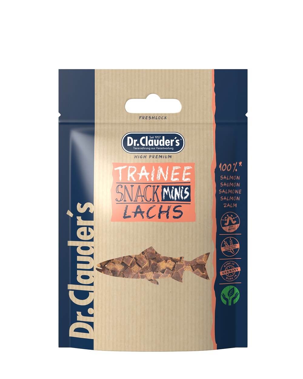 Dr.Clauder’s | Trainee Snack Minis, salmón para perros y gatos — 50 g