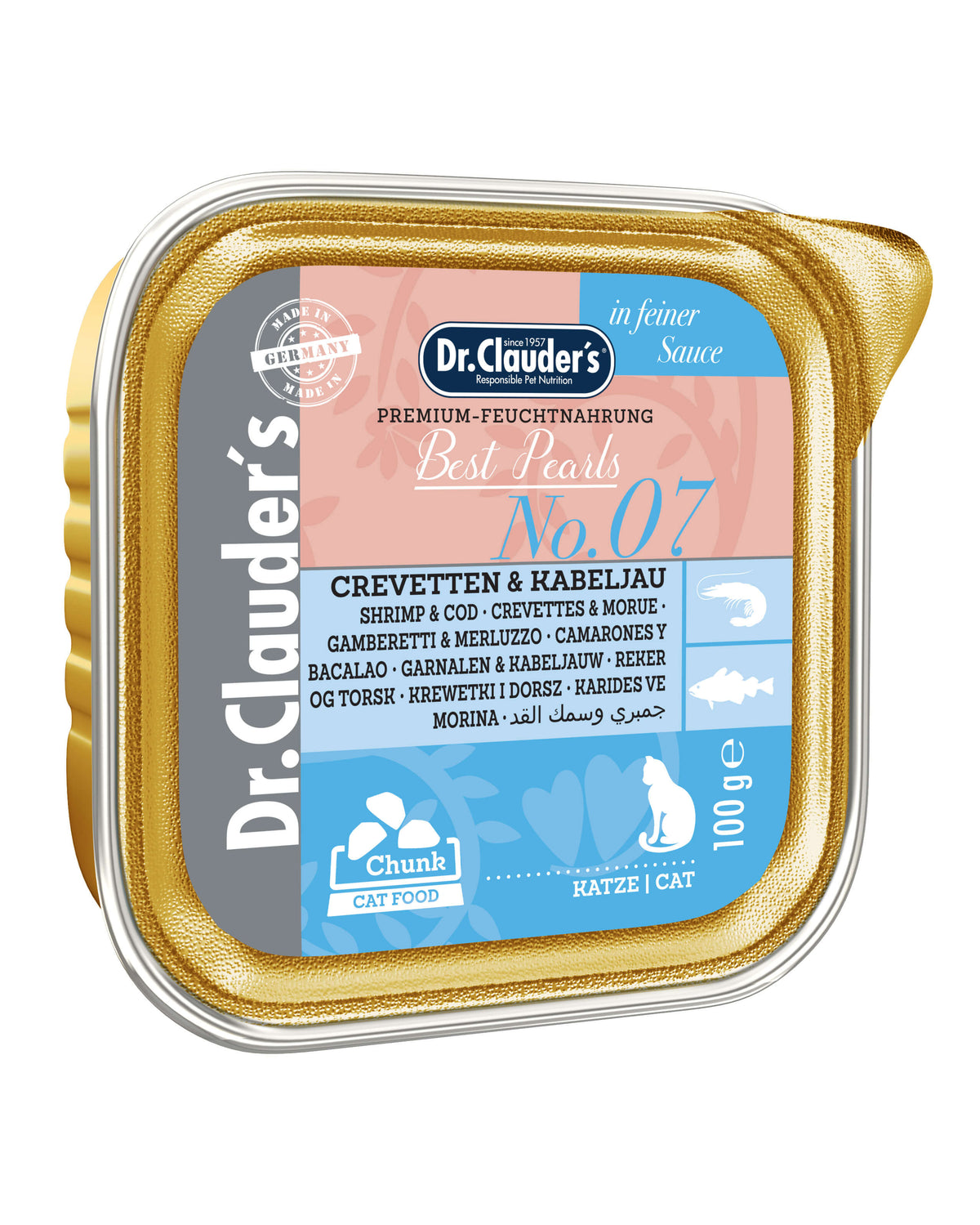 Dr.Clauder’s | Best Pearls N.º 7, camarón y bacalao para gatos — Bandeja de 100 g
