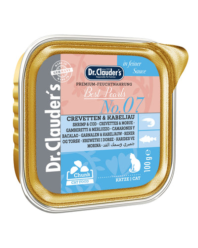 Dr.Clauder’s | Best Pearls N.º 7, camarón y bacalao para gatos — Bandeja de 100 g