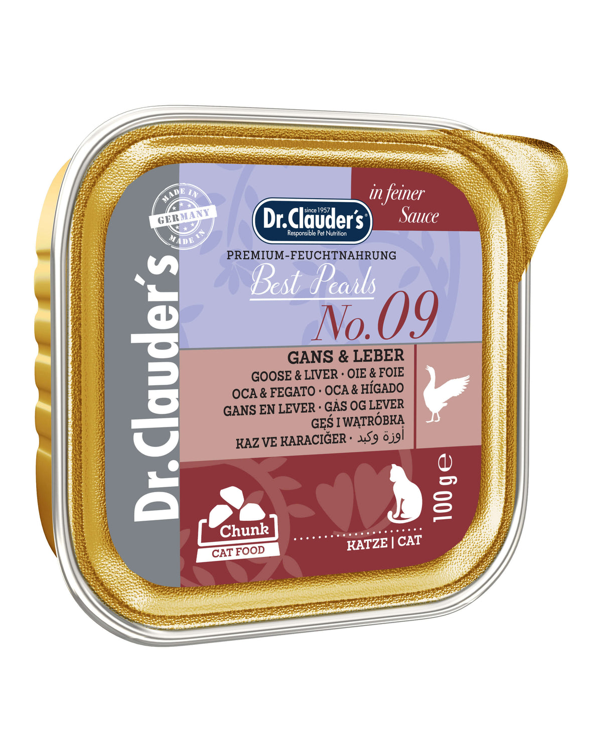 Dr.Clauder’s | Best Pearls N.º 9, ganso e hígado para gatos — Bandeja de 100 g