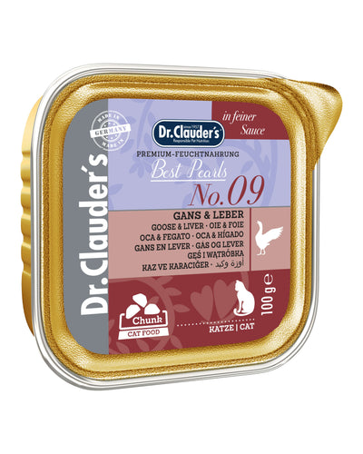 Dr.Clauder’s | Best Pearls N.º 9, ganso e hígado para gatos — Bandeja de 100 g