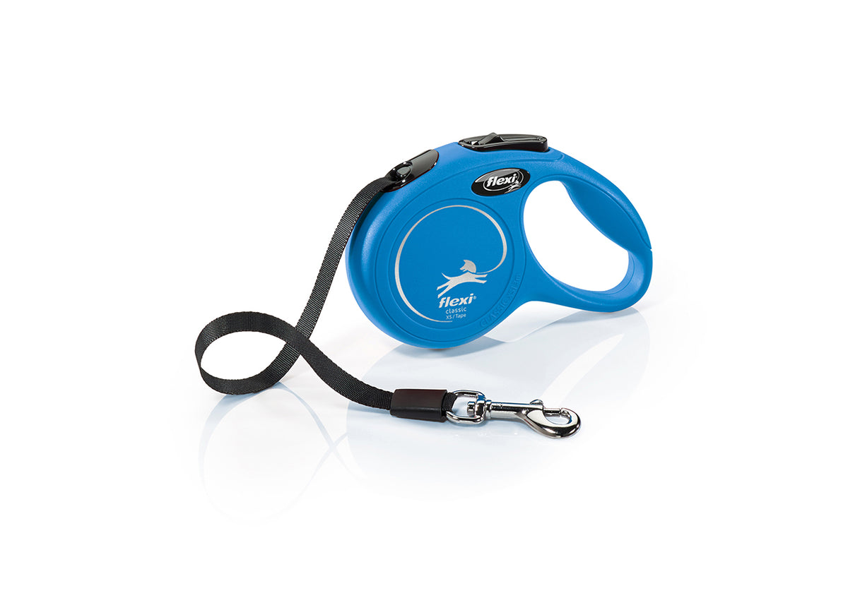 Flexi New Classic, correa extensible de cinta, XS · 12kg · 3m · Azul