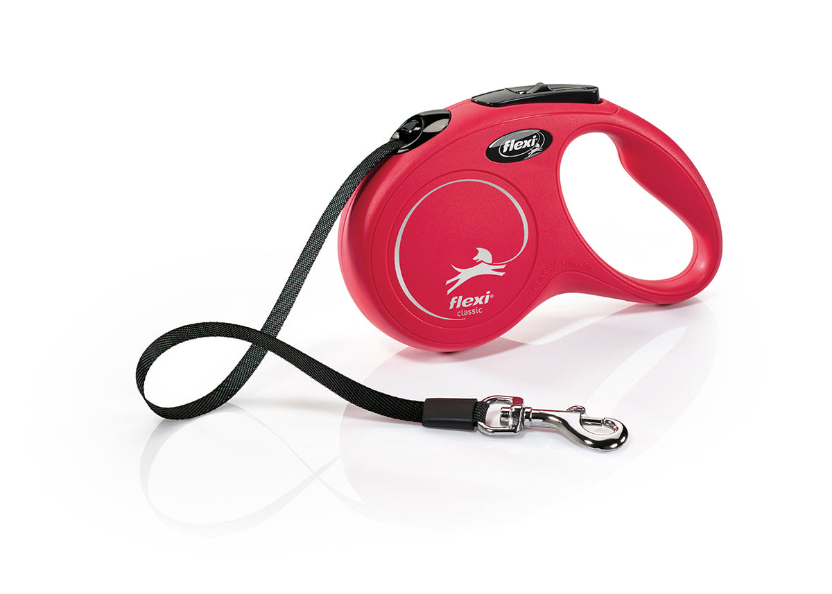 Flexi New Classic, correa extensible de cinta, S · 15kg · 5m · Rojo