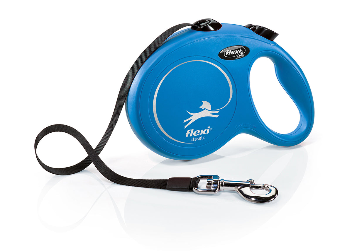 Flexi New Classic, correa extensible de cinta, L · 50kg · 5m · Azul