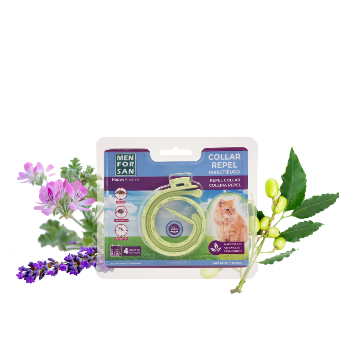 Collar Anti-insectos con margosa, geraniol y lavandino para gatos