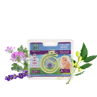Collar Anti-insectos con margosa, geraniol y lavandino para gatos