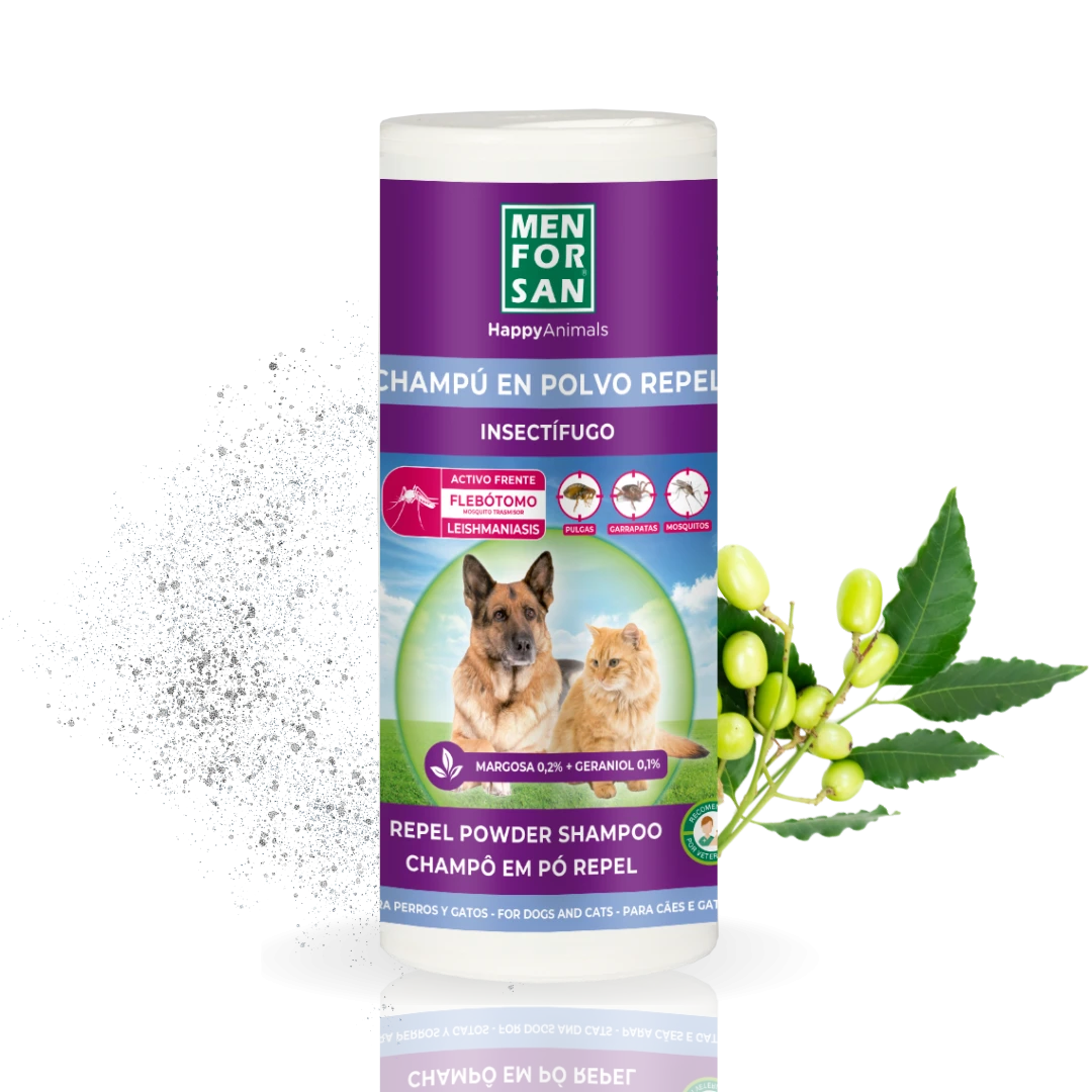 Champú en polvo anti insectos para perros y gatos — 250 g