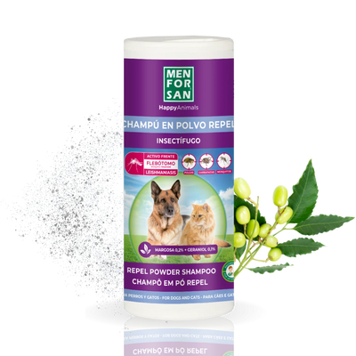 Champú en polvo anti insectos para perros y gatos — 250 g
