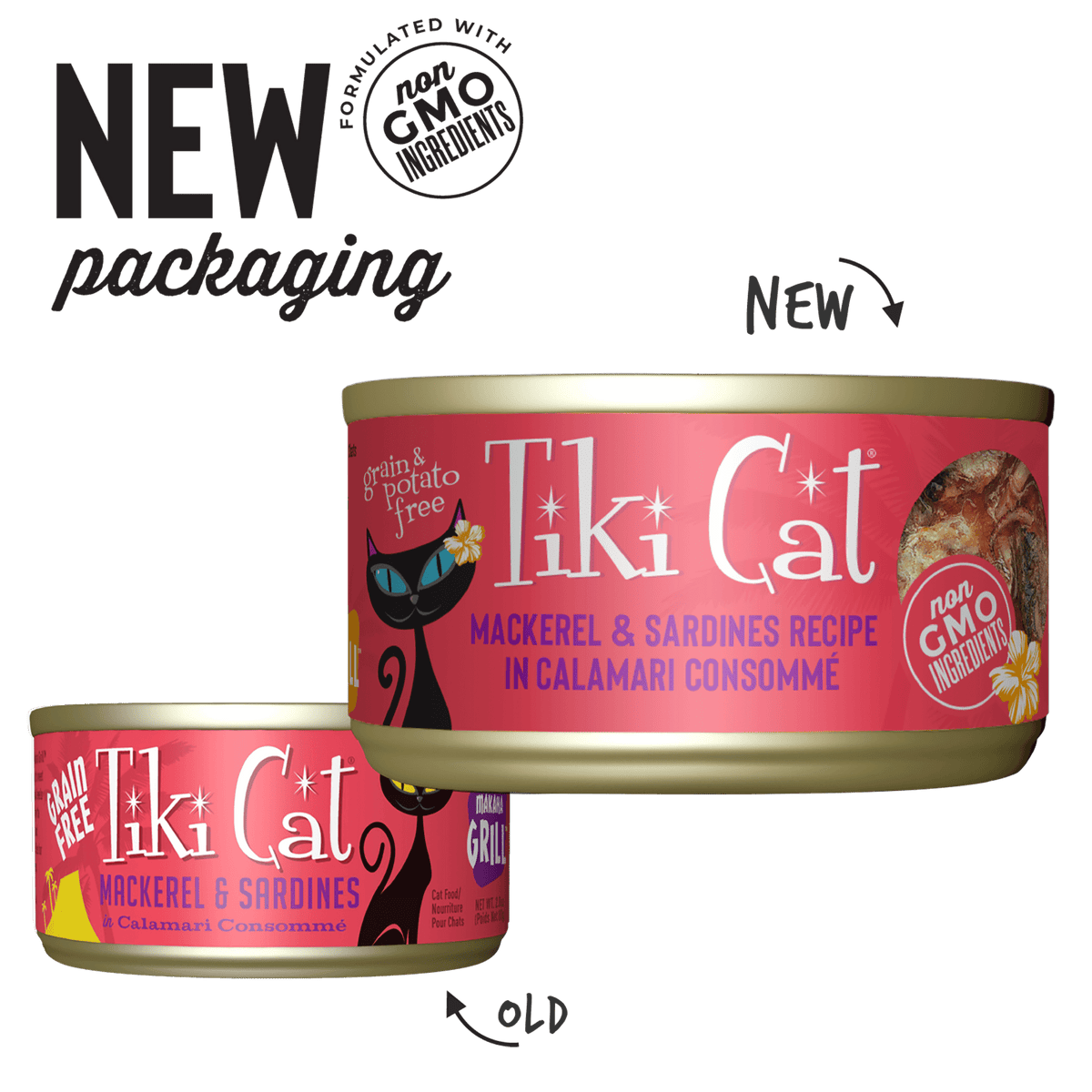 Tiki Cat | Grill Makaha, caballa, sardina y calamar — transición de envase oficial