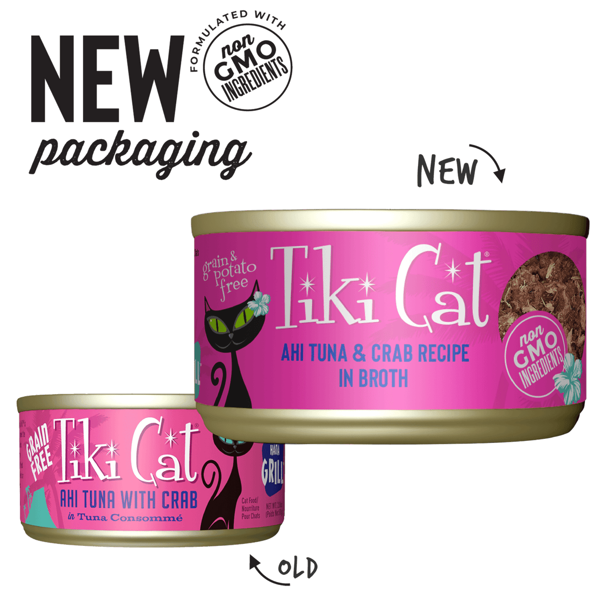 Tiki Cat | Grill Hana, atún ahi y cangrejo — transición de envase oficial
