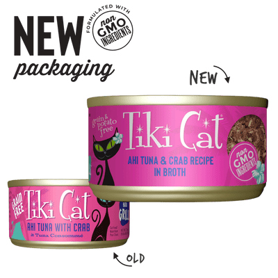 Tiki Cat | Grill Hana, atún ahi y cangrejo — transición de envase oficial