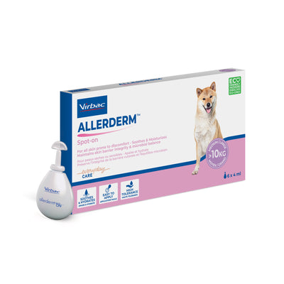 Virbac | Allerderm Spot-On pipetas para la piel de perros de 10 kg o más (6 x 4 ml) – 6 pipetas x 4 ml