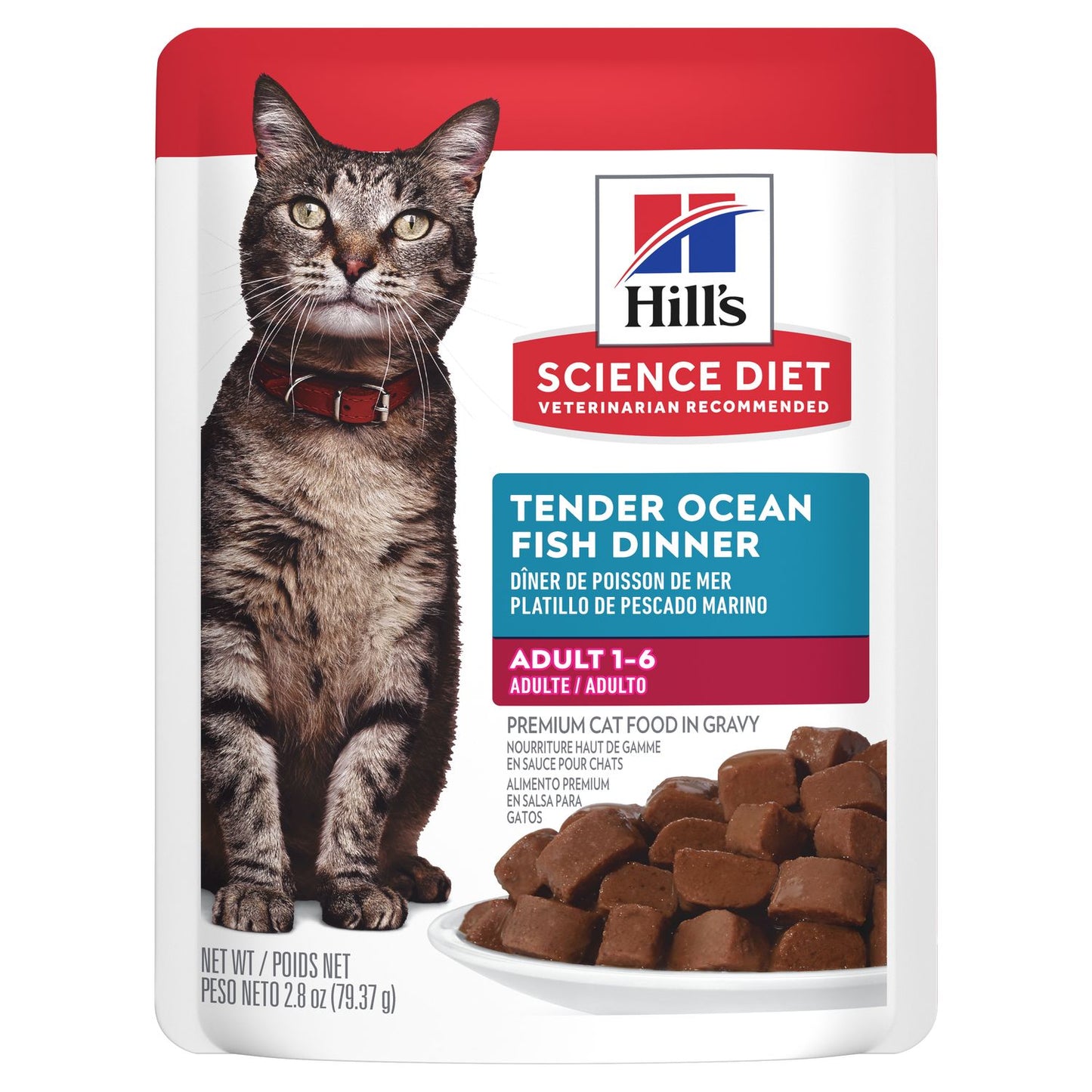 Hill's Science Diet | Alimento húmedo para gatos adultos Adult Tender Ocean Fish Dinner (Pack de 6 sobres de 79.39g)