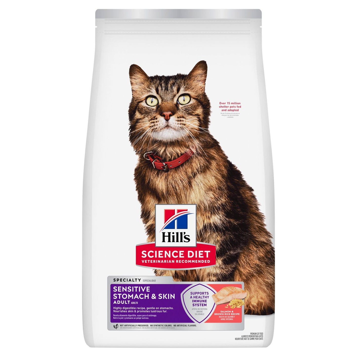 Hill's Science Diet | Alimento seco para gatos adultos Adult Sensitive Stomach & Skin. Receta de pollo