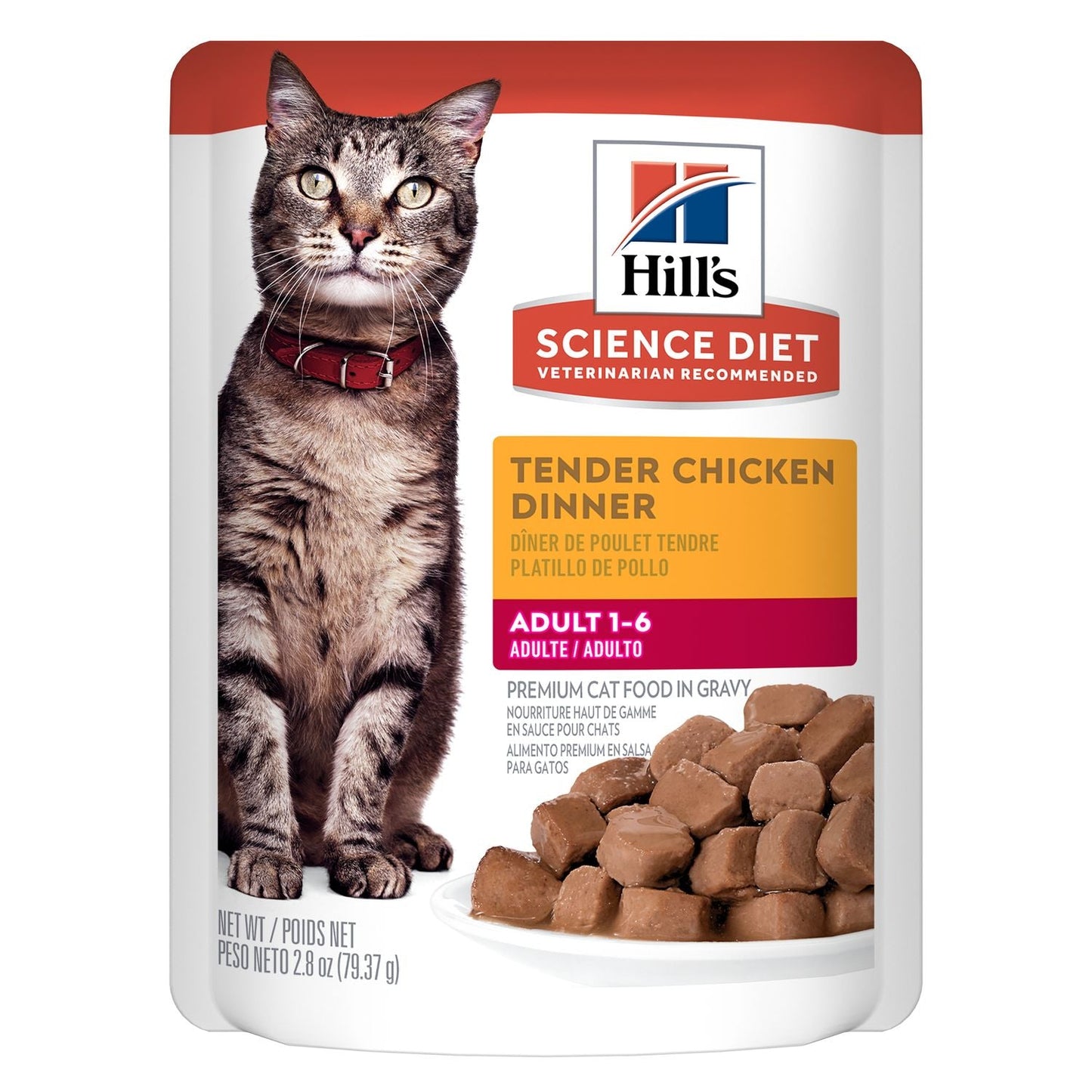 Hill's Science Diet | Alimento húmedo para gatos adultos Adult Tender Chicken Dinner (Pack de 6 sobres de 79.39g)