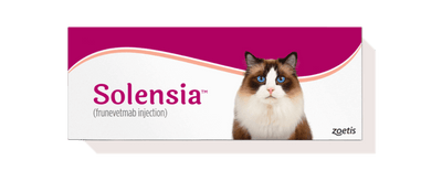 Caja oficial de Solensia frunevetmab inyectable de Zoetis